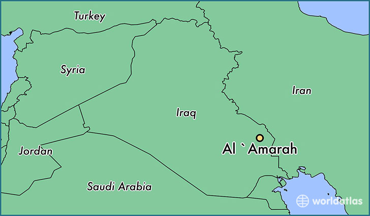 map showing the location of Al `Amarah